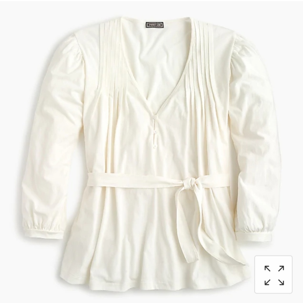 J Crew Point Sur pleated tie-waist top